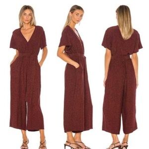 Rails Jet Jumpsuit in Rust Spotted Belted Size XS V-Neck